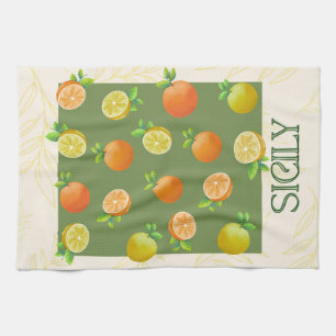 Sicily Citrus Wall Art   Italienisch Orange & Lemo Geschirrtuch