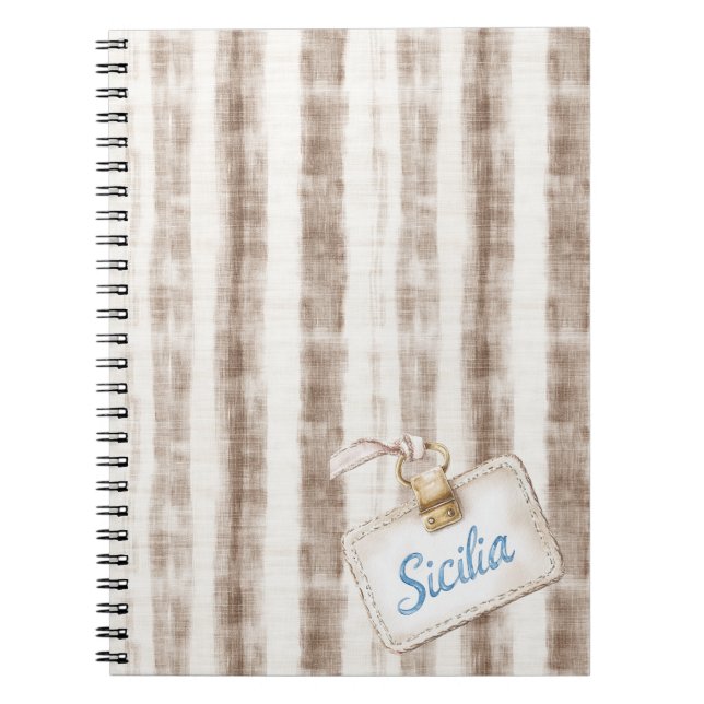 Sicily Cream Rustic Brown Stripes Notizblock (Vorderseite)