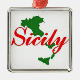 SICILY - DIE ITALIENISCHE ORNATION FÜR IHREN BAUM SILBERNES ORNAMENT