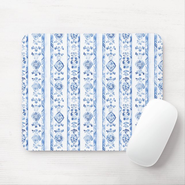 Sicily Italian Rustic Blue Stripes Mousepad (Mit Mouse)