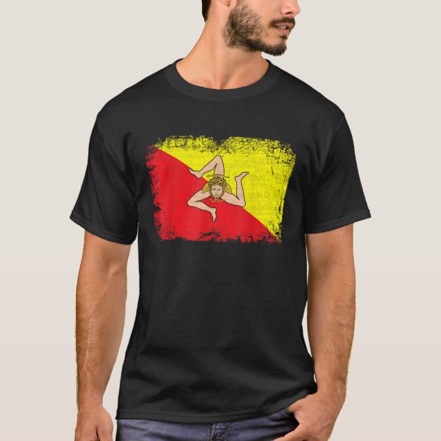Sicily Sicilia Sicilian Flag T Shirt (Vorderseite)