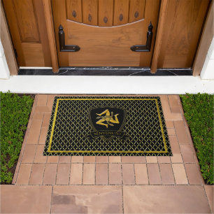 Sicily Trinacria Gold Quatrefoil Doormat Fußmatte