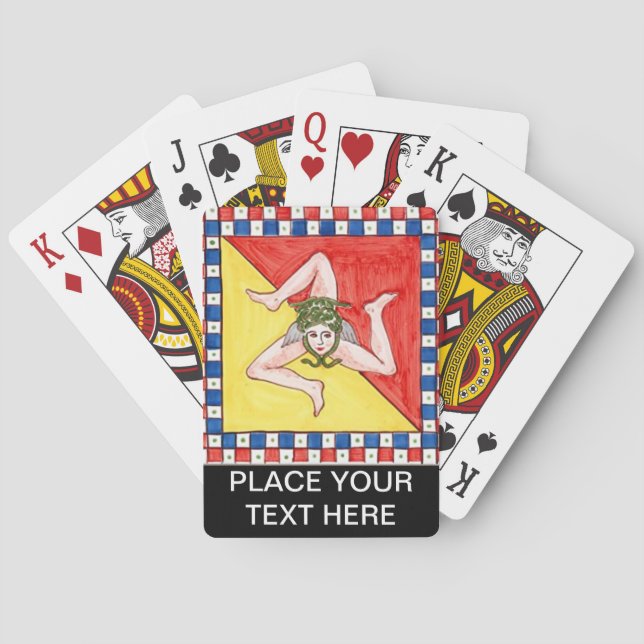 Sicily Trinacria Medusa PERSONALISIERT Spielkarten (Rückseite)