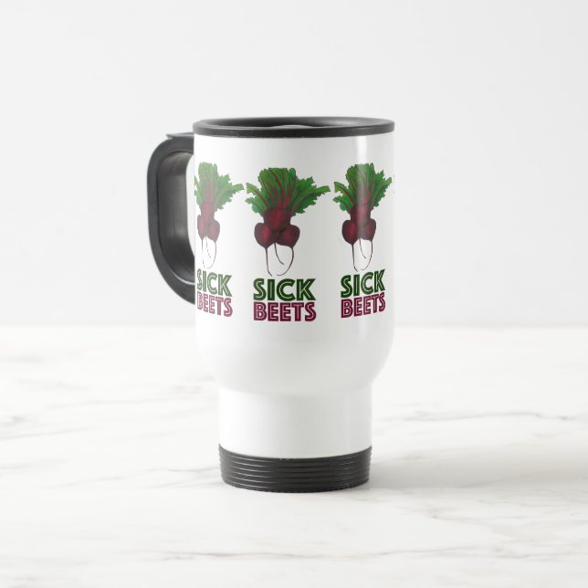 Sick Beets (Beats) Red Beet Vegetarian Funny Music Reisebecher (Vorderseite Links)