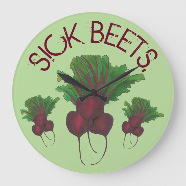 Sick Beets (Beats) Rote Rüben Vegetarisches Funny  Große Wanduhr (Vorderseite)