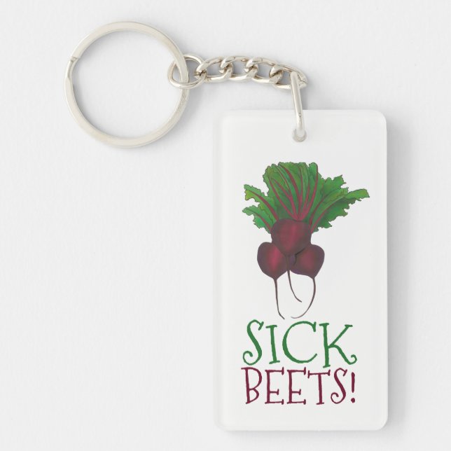 Sick Beets (Beats) Rote Rüben Vegetarisches Funny  Schlüsselanhänger (Vorderseite)