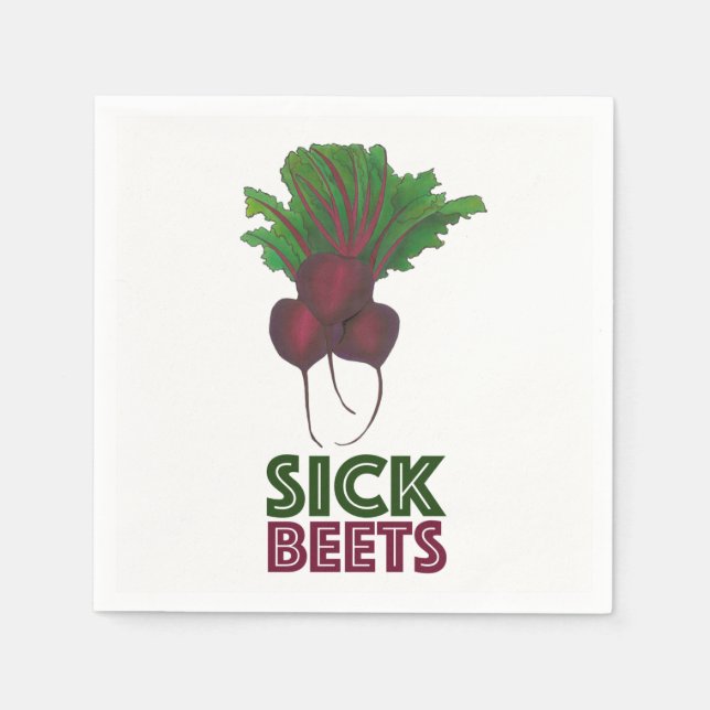 Sick Beets (Beats) Rote Rüben Vegetarisches Funny  Serviette (Vorderseite)