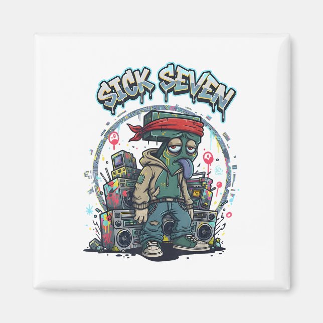 Sick Seven 67 Graffiti-Meme Six Seven Lustige Stra Magnet (Vorne)