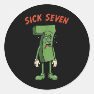 Sick Seven 67 Meme Halloween-Kostüm Spaß Retro Hum Runder Aufkleber