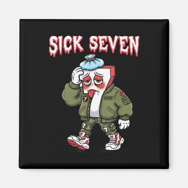 Sick Seven 67 Meme Lustig Gen Alpha Slang Brainrot Magnet (Vorne)