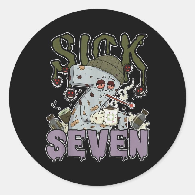 Sick Seven Meme Tee 67 Six Seven Funny Wordplay  Runder Aufkleber (Vorderseite)