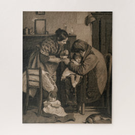 Sick Young Girls unterstützt von ihrem Vater und M Puzzle