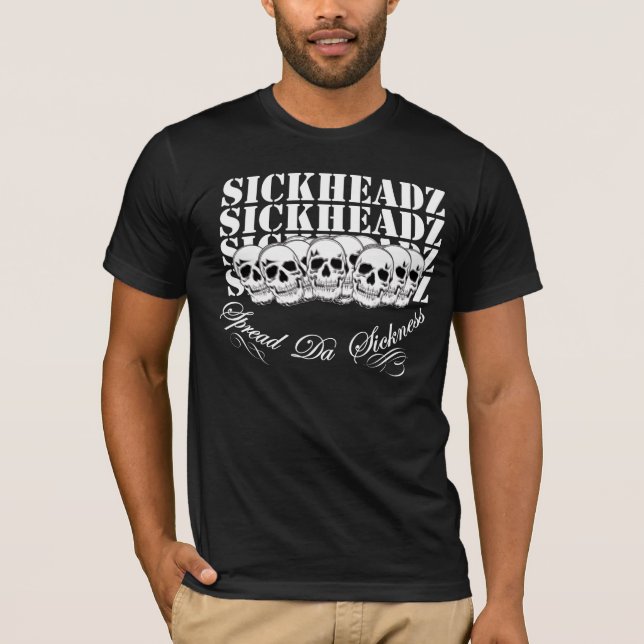Sickheadz dunkler Kleiderschädel T T-Shirt (Vorderseite)