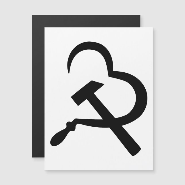 Sickle And Hammer, Heart, Love, Communism Magneteinladung (Vorne/Hinten)