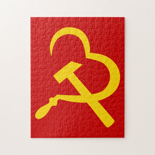 Sickle And Hammer, Heart, Love, Communism Puzzle (Vertikal)
