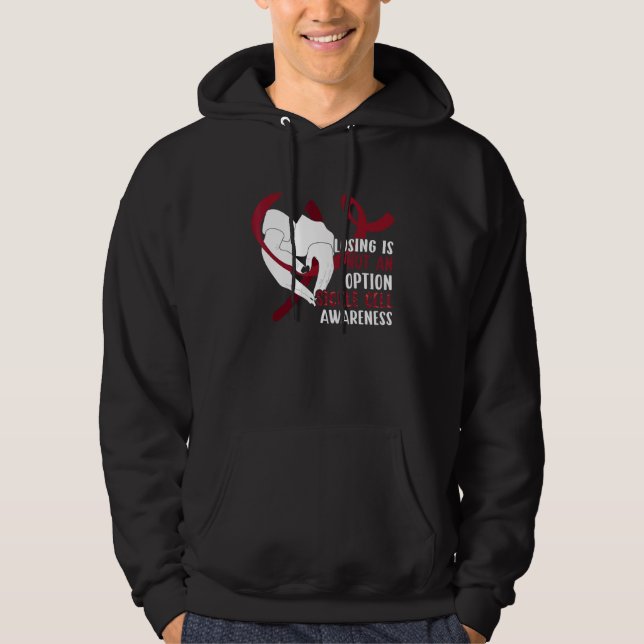Sickle Cell Anemia Awareness   Burgundy Ribbon Hoodie (Vorderseite)