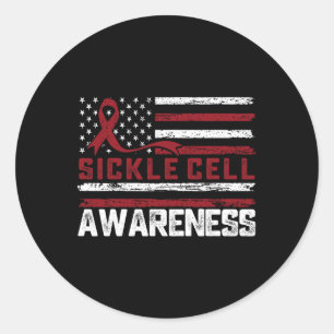 Sickle Cell Awareness Montag American Flag Ribbon Runder Aufkleber
