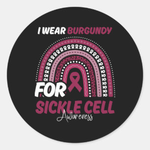 Sickle Cell Awareness Montag Burgundy Ribbon Rainb Runder Aufkleber