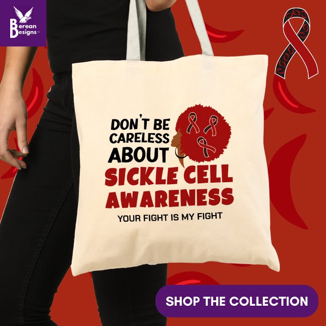 SICKLE ZELLENBEWUSSTSEIN Sei nicht sorglos Tragetasche (Raise Sickle Cell Awareness and show your support with this budget tote bag.)