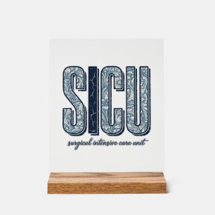 SICU Chirurgische Intensivstation Vintage-Shirt De Acrylschild