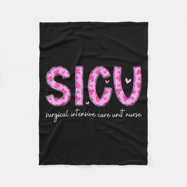 Sicu Nurse Heart Valentines Day Surgical Intensive Fleecedecke (Vorderseite)