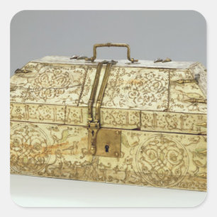 Siculo arabische Schatulle mit Tieren Quadratischer Aufkleber