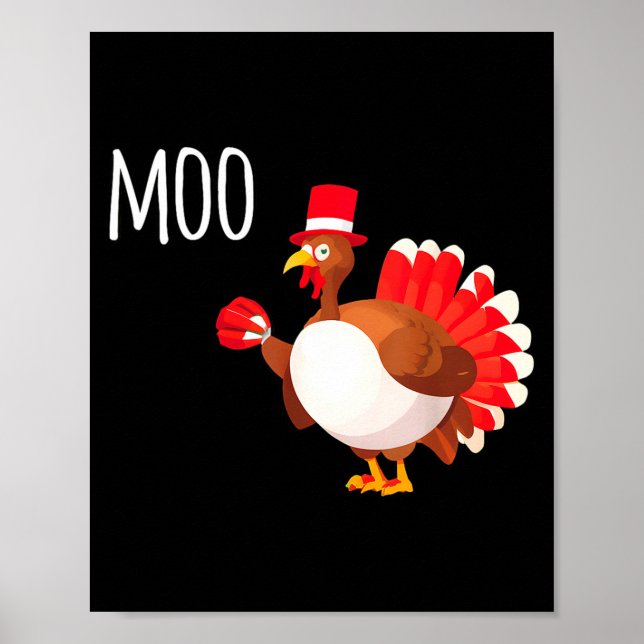 Side Eye Moo Turkey Funny Thanksgiving Autumn Fall Poster (Vorne)