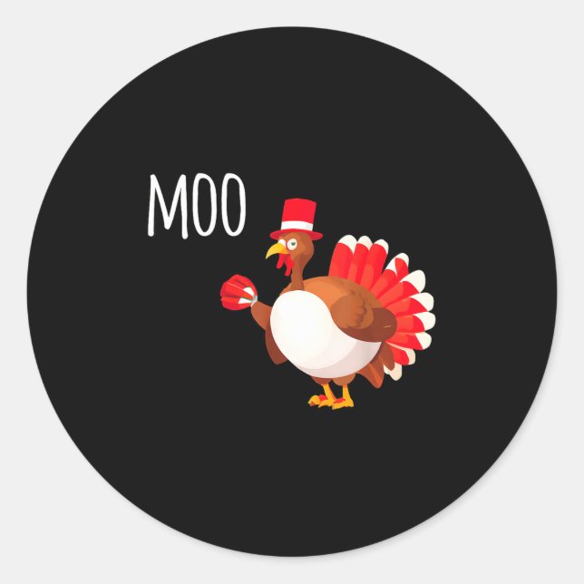 Side Eye Moo Turkey Funny Thanksgiving Autumn Fall Runder Aufkleber (Vorderseite)