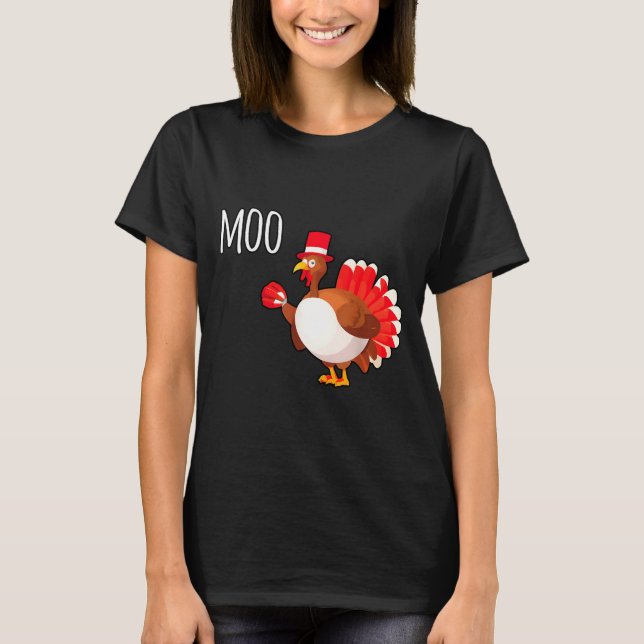 Side Eye Moo Turkey Funny Thanksgiving Autumn Fall T-Shirt (Vorderseite)