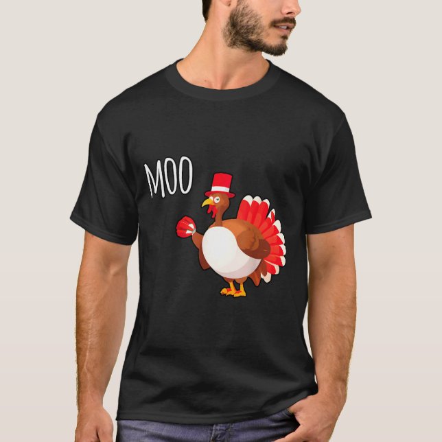 Side Eye Moo Turkey Funny Thanksgiving Autumn Fall T-Shirt (Vorderseite)