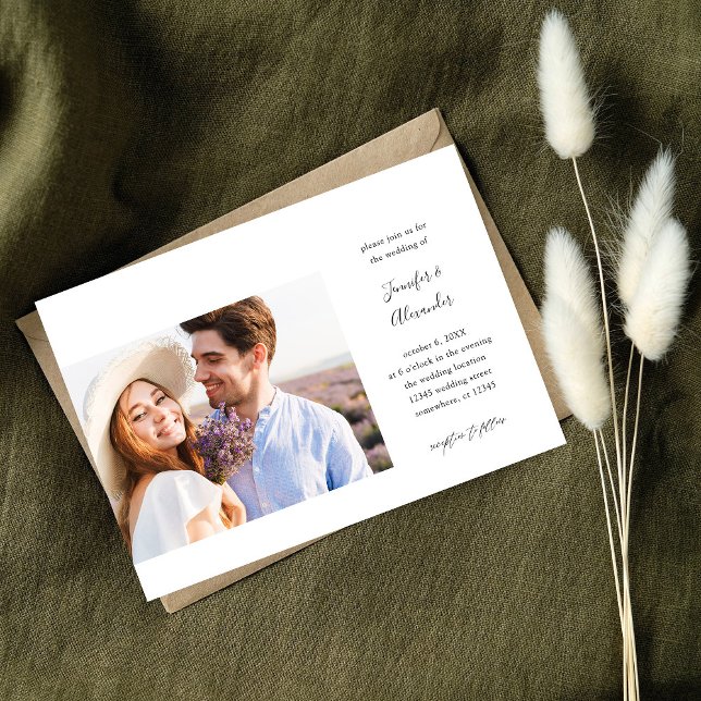 Side Foto Calligraphy Wedding Einladung (Von Creator hochgeladen)