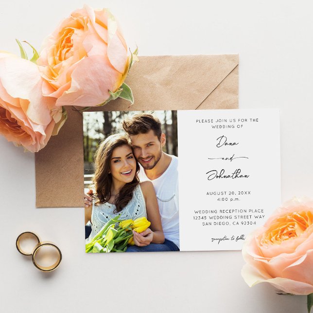 Side Foto Moderne Kalligrafie Hochzeit Einladung (Von Creator hochgeladen)