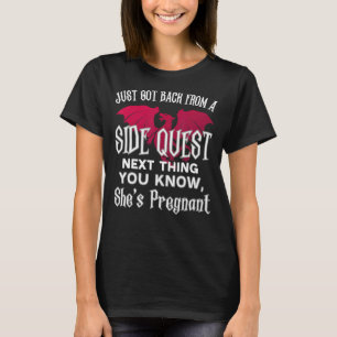 Side Quest Pregnancy Reveal Videospiel Rpg Gamer D T-Shirt