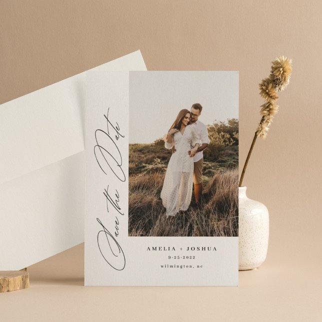 Side Script Minimalistisch Modernes Foto Hochzeit Save The Date (Von Creator hochgeladen)