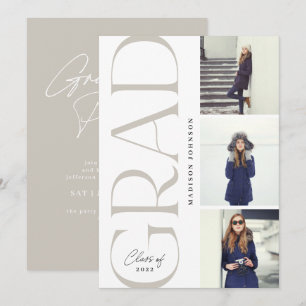 Side Typografy Abschluss 2022 3 Foto Party Grau Einladung