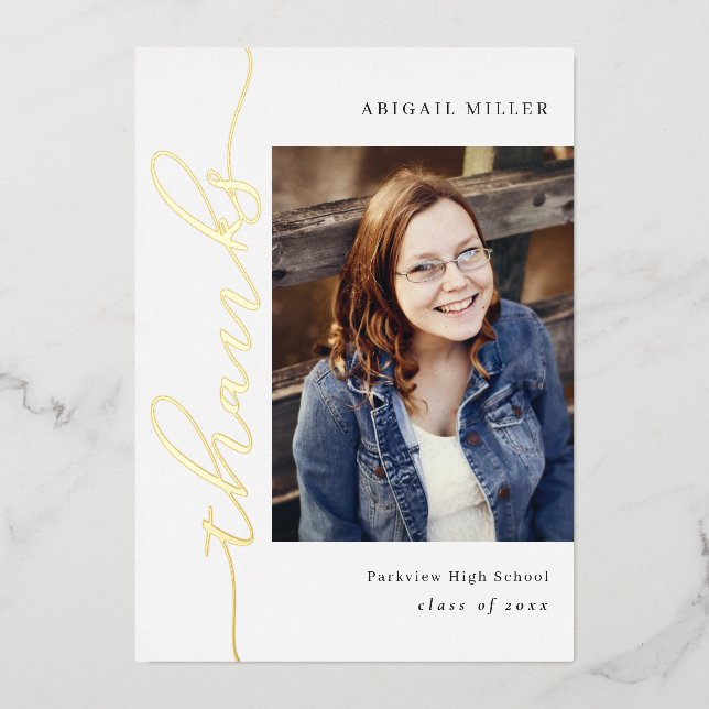 Side Writing Real Foil Abschluss Danke Karte (Vorderseite)