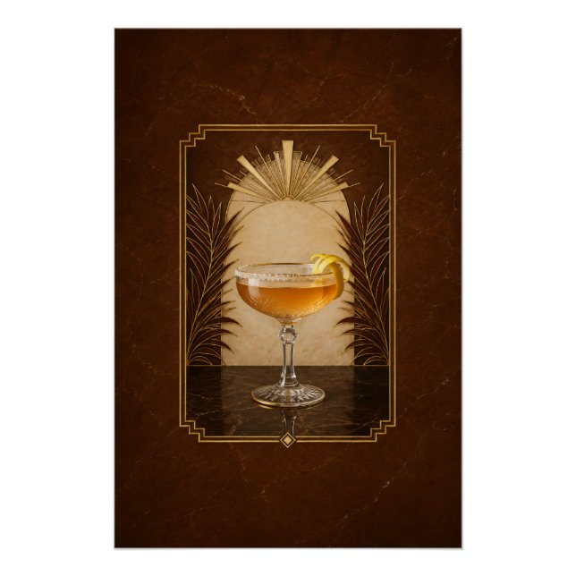 Sidecar Art Deco Poster | Bar Kunst (Vorderseite)