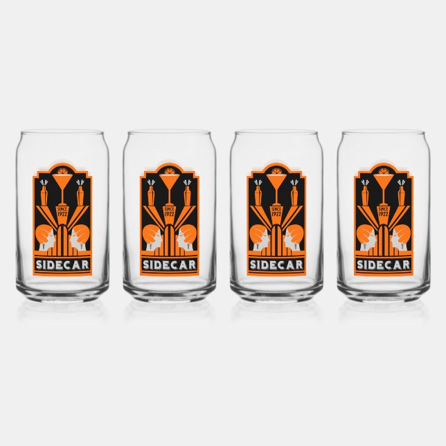 Sidecar Cocktail Art Deco Dosenglas (Vorderseite)