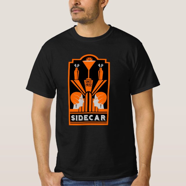 Sidecar Cocktail Art Deco T-Shirt (Vorderseite)