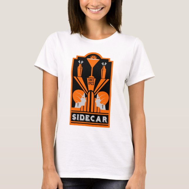 Sidecar Cocktail Art Deco T-Shirt (Vorderseite)