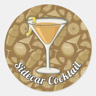 Sidecar Cocktail Klassischer Rundaufkleber Runder Aufkleber