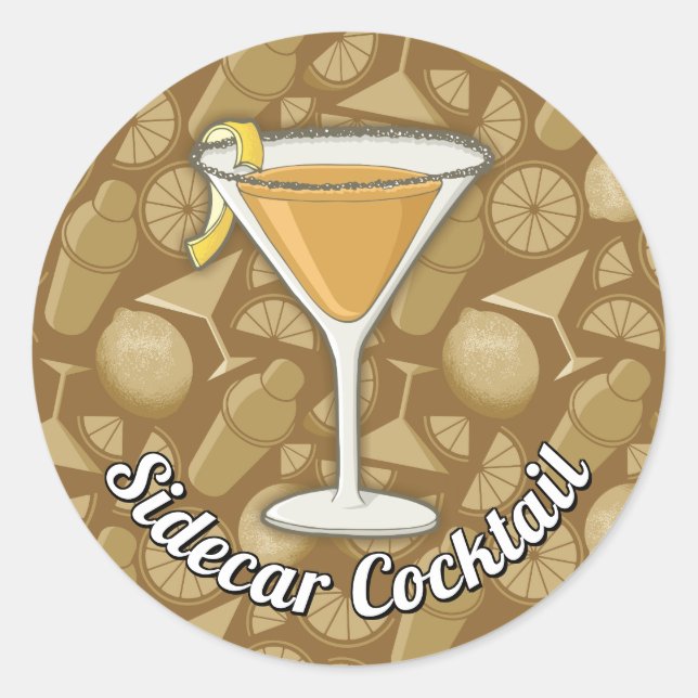 Sidecar Cocktail Klassischer Rundaufkleber Runder Aufkleber (Vorderseite)