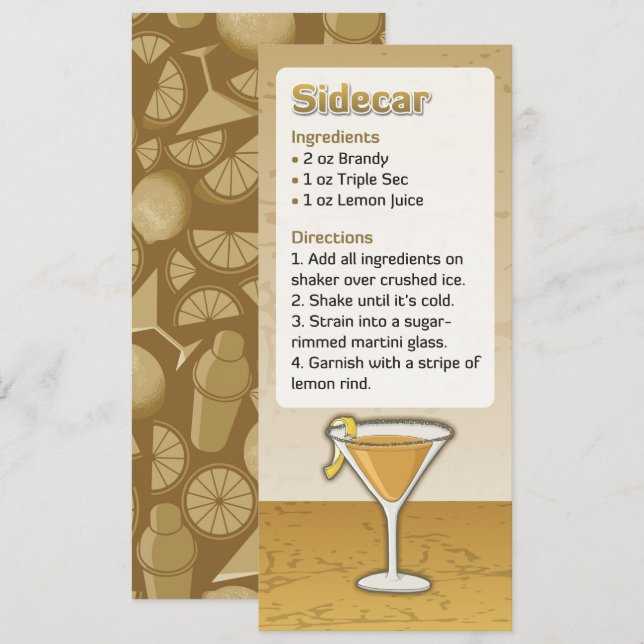 Sidecar Cocktail Rezept Einladung (Vorne/Hinten)