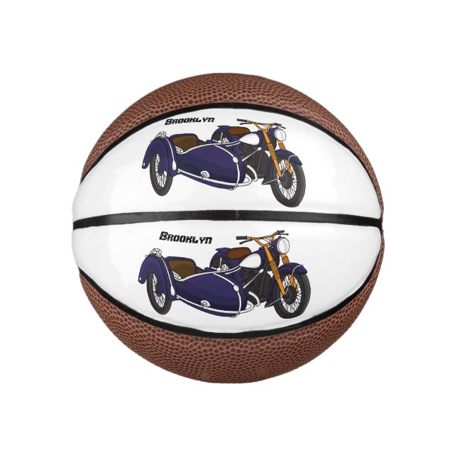 Sidecar purple motorcycle illustration mini basketball (Vorderseite)