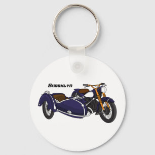Sidecar purple motorcycle illustration schlüsselanhänger