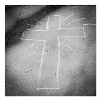 Sidewalk Art Chalet Cross Poster