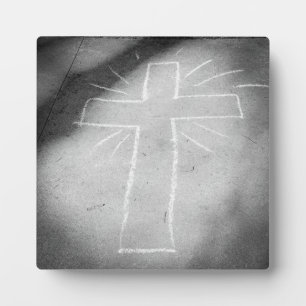 Sidewalk Art Chalet Cross Poster Fotoplatte