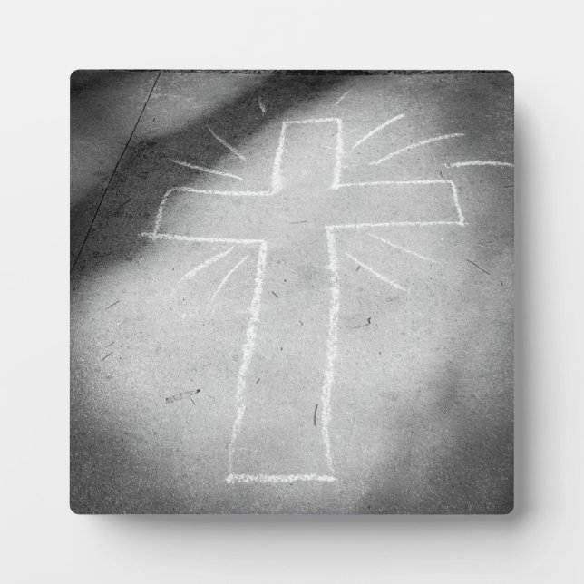 Sidewalk Art Chalet Cross Poster Fotoplatte (Vorderseite)