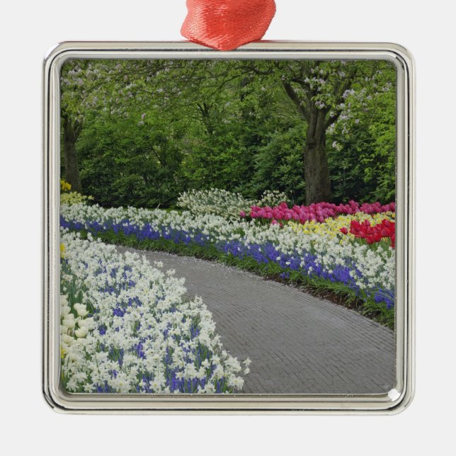 Sidewalk durch Tulpen und Daffodien, Silbernes Ornament (Vorne)