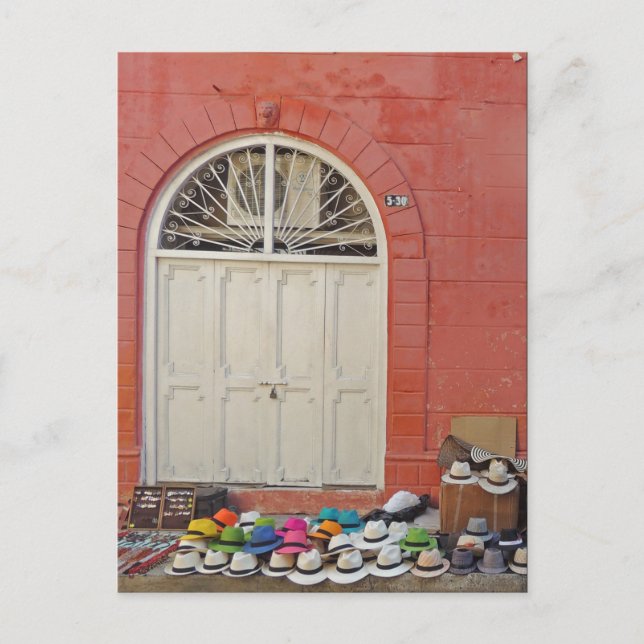 Sidewalk Hat Store - Cartagena Kolumbien Postkarte (Vorderseite)